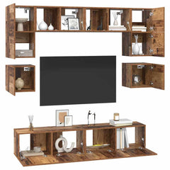 8 Piece TV Cabinet Set Engineered Wood Width 80 cm Old wood