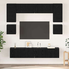 8 Piece TV Cabinet Set Engineered Wood Width 80 cm Black oak