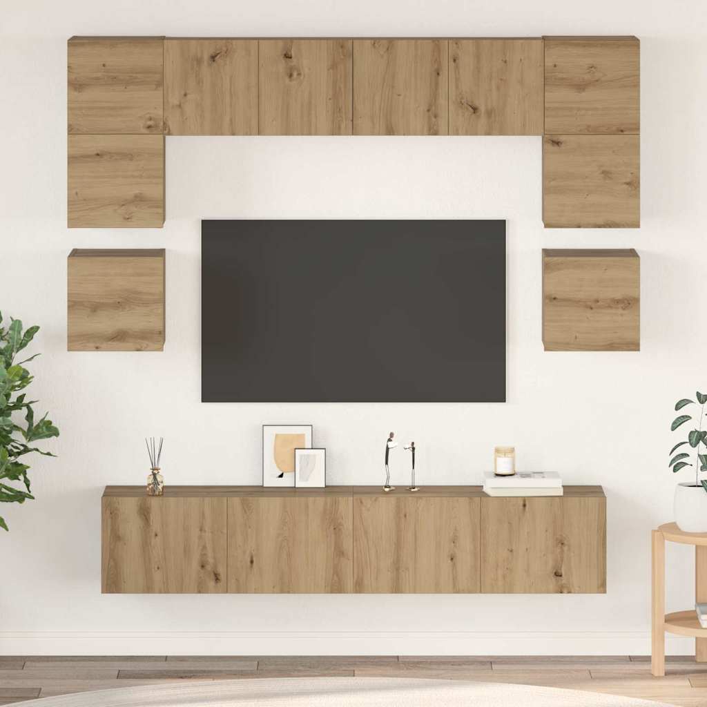 8 Piece TV Cabinet Set Engineered Wood Width 80 cm Artisan oak