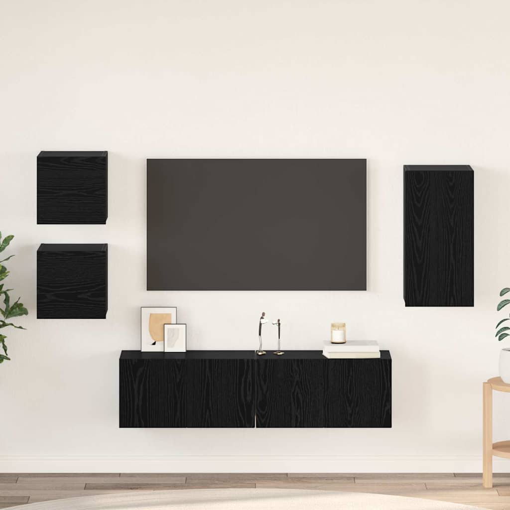 vidaXL TV Cabinet Set 5 pcs Black Oak Engineered Wood 1