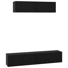 vidaXL TV Cabinet Set 4 pcs Black Oak Engineered Wood 2