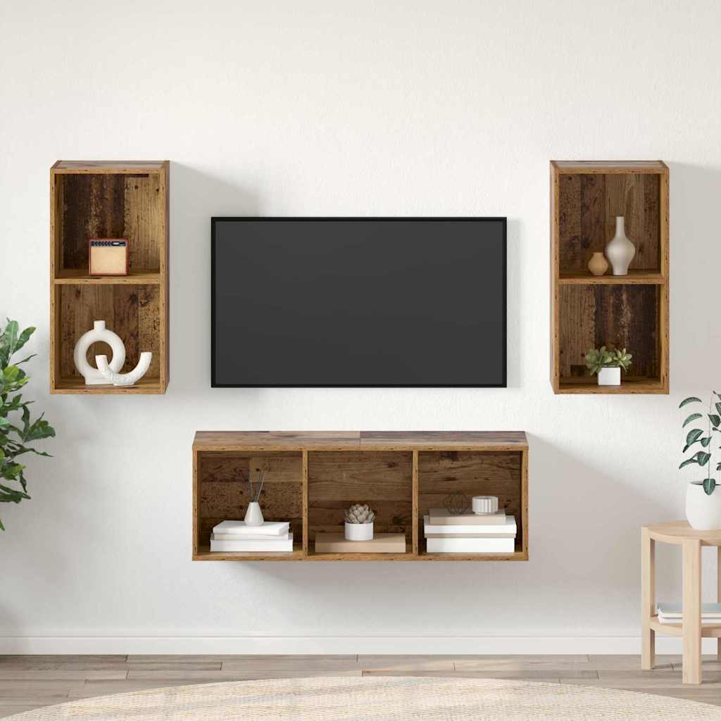 3 Piece TV Cabinet Set Engineered Wood Old wood