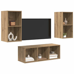 3 Piece TV Cabinet Set Engineered Wood Artisan oak