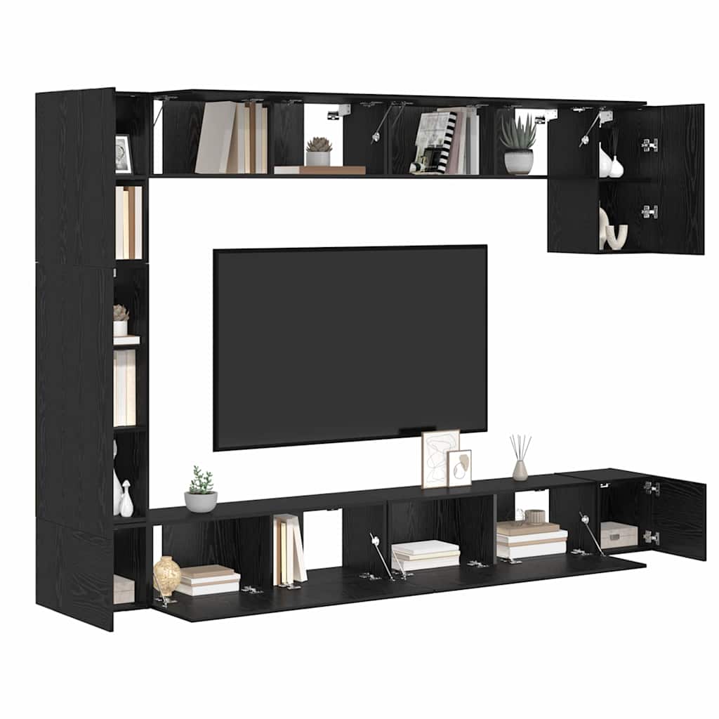 vidaXL TV Cabinet Set 9 pcs 100 x 30 x 30 cm Black Oak 3