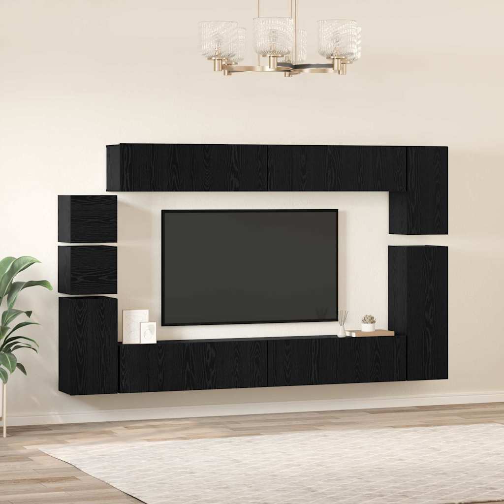 vidaXL TV Cabinet Set 9 pcs 100 x 30 x 30 cm Black Oak 4