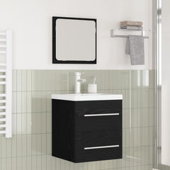 Sink Cabinet with Built-in Basin Engineered Wood Black oak