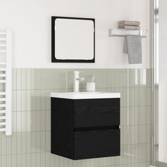 Bathroom Sink Cabinet with Basin and Mirror Black oak