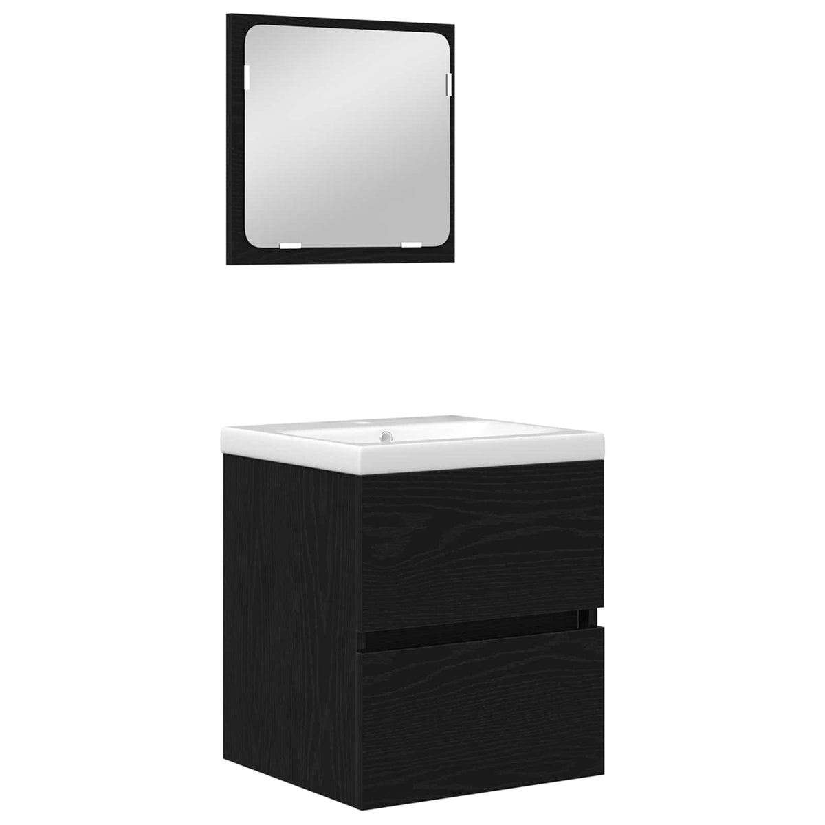 Bathroom Sink Cabinet with Basin and Mirror Black oak