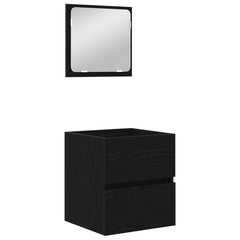 Bathroom Sink Cabinet with Basin and Mirror Black oak