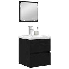 Bathroom Sink Cabinet with Basin and Mirror Black oak