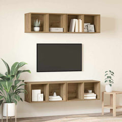 4 Piece Wall-mounted TV Cabinet Set Engineered Wood Artisan oak