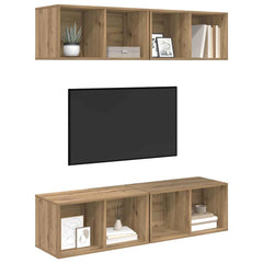 4 Piece Wall-mounted TV Cabinet Set Engineered Wood Artisan oak