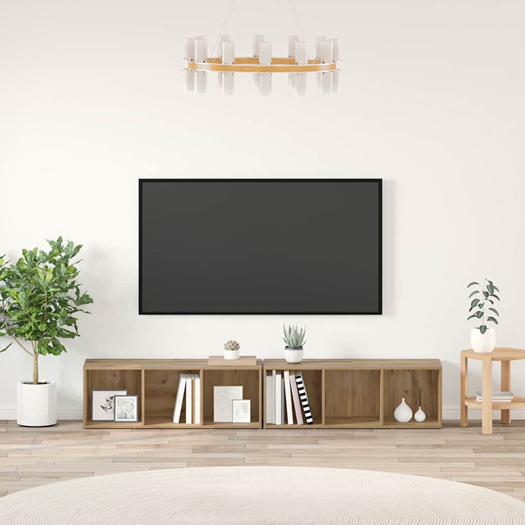 2 Piece TV Cabinet Set 107x35x37 cm Engineered Wood Artisan oak