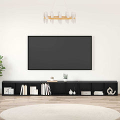 3 Piece TV Cabinet Set 107x35x37 cm Engineered Wood Black oak