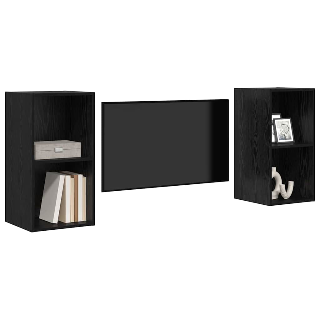 vidaXL TV Cabinet Set 2 pcs Black Oak Engineered Wood 3