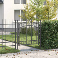 Fence gates EMMEN 104 x 97 cm Lockable Powder-coated steel Grey 103 x 97 cm