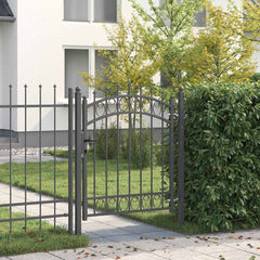 Fence gates EMMEN 104 x 97 cm Lockable Powder-coated steel Grey 103 x 109.5 cm