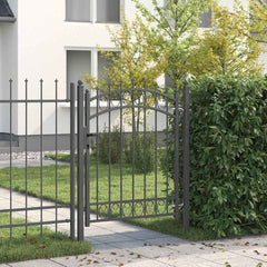 Fence gates EMMEN 104 x 97 cm Lockable Powder-coated steel Grey 103 x 117 cm