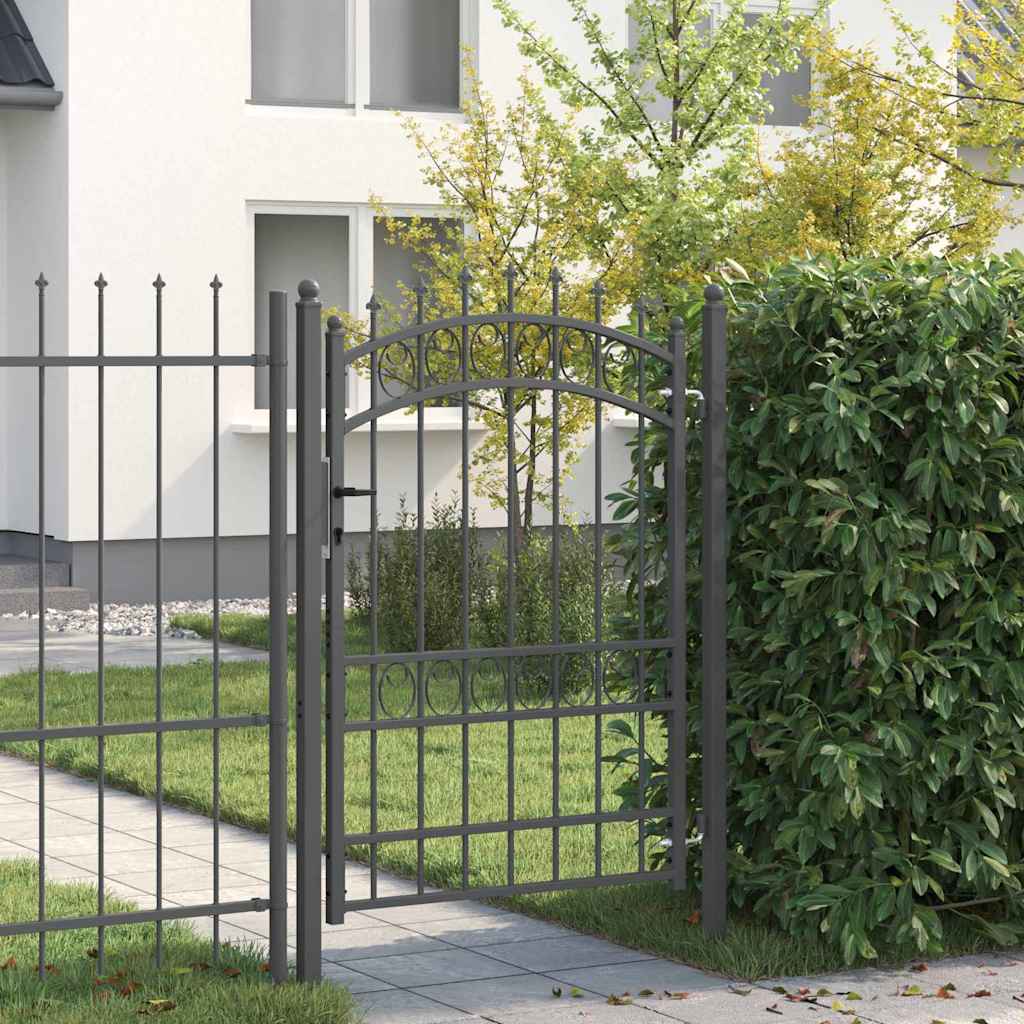 Fence gates EMMEN 104 x 97 cm Lockable Powder-coated steel Grey 103 x 134.5 cm
