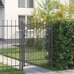 Fence Gate with Spikes EMMEN Powder-coated steel Grey 104 x 134.5 cm