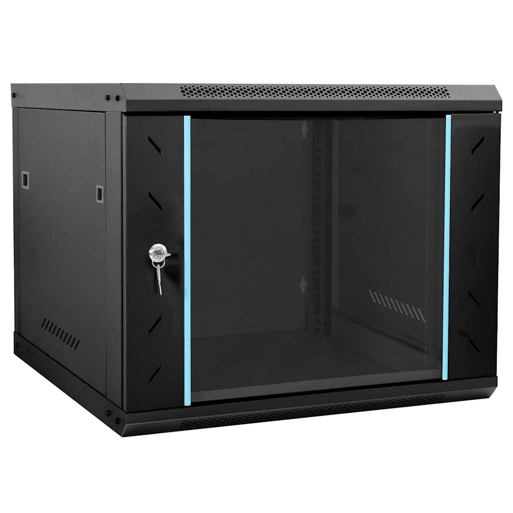 vidaXL Network Cabinet with Storage Steel Black