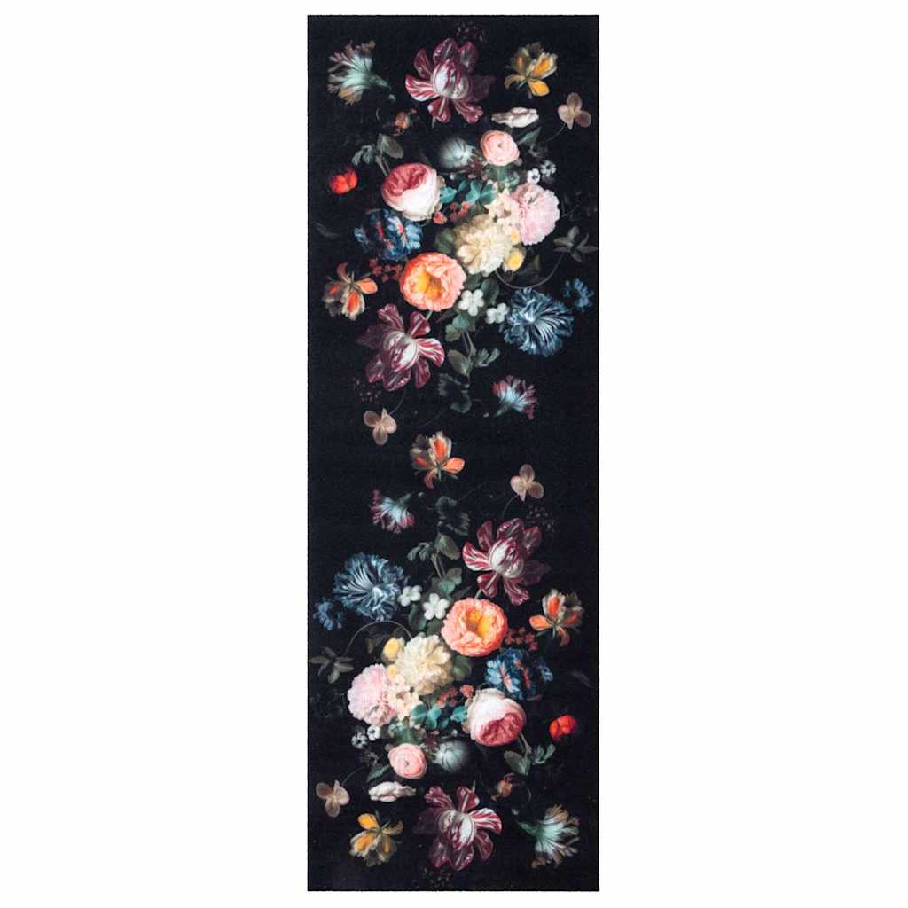 vidaXL Kitchen Rug Black 180 x 60 cm Velvet 2