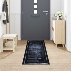 vidaXL Kitchen Rug Black 300 x 60 cm Velvet 3