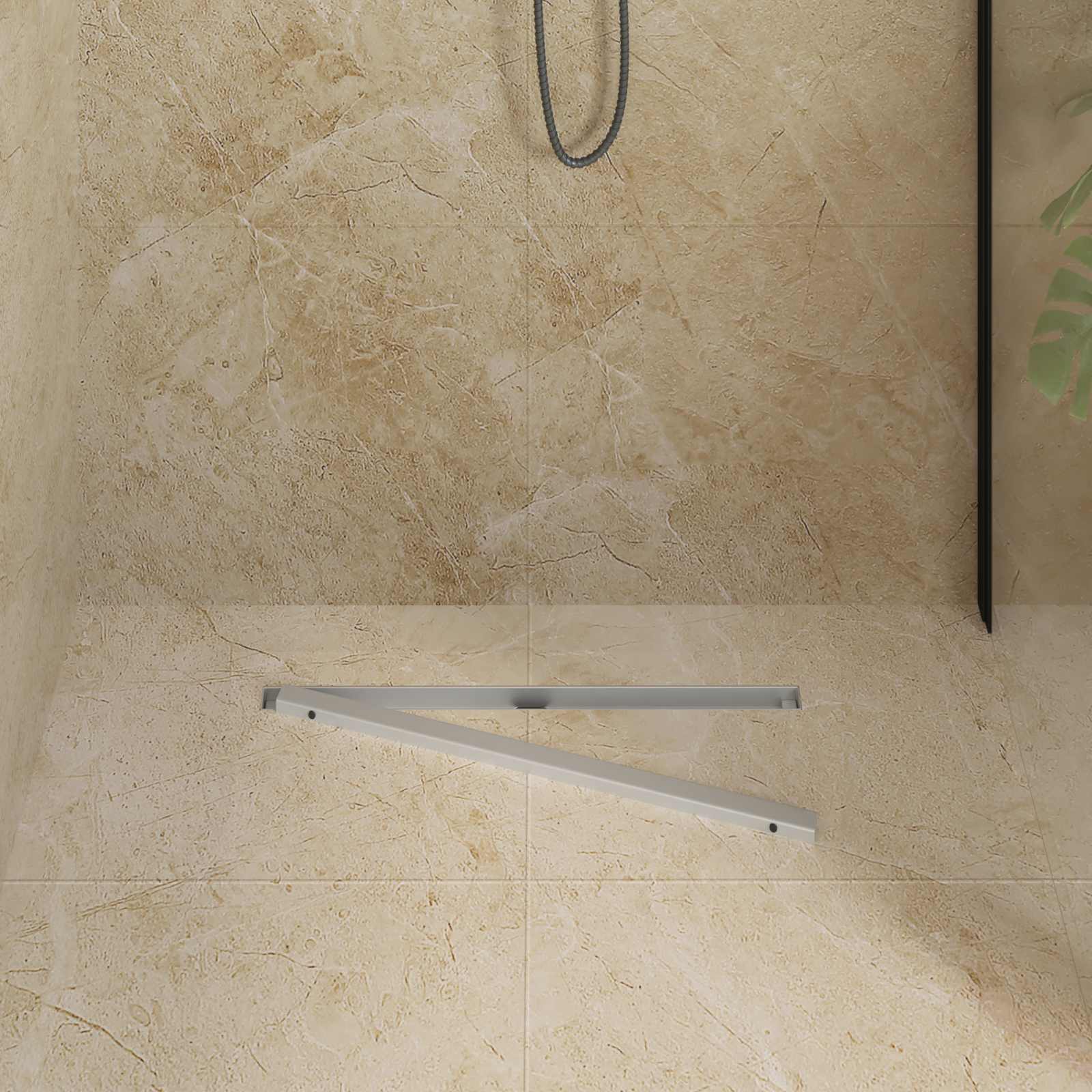 vidaXL 360° Shower Drain with Slim Model Silver 60 cm 3