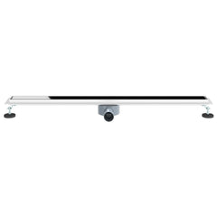 vidaXL Shower Drain Glass Cover with 360° Siphon Black 100 cm 4