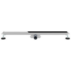 vidaXL Shower Drain with Glass Cover Black 100 cm Stainless Steel 304 4