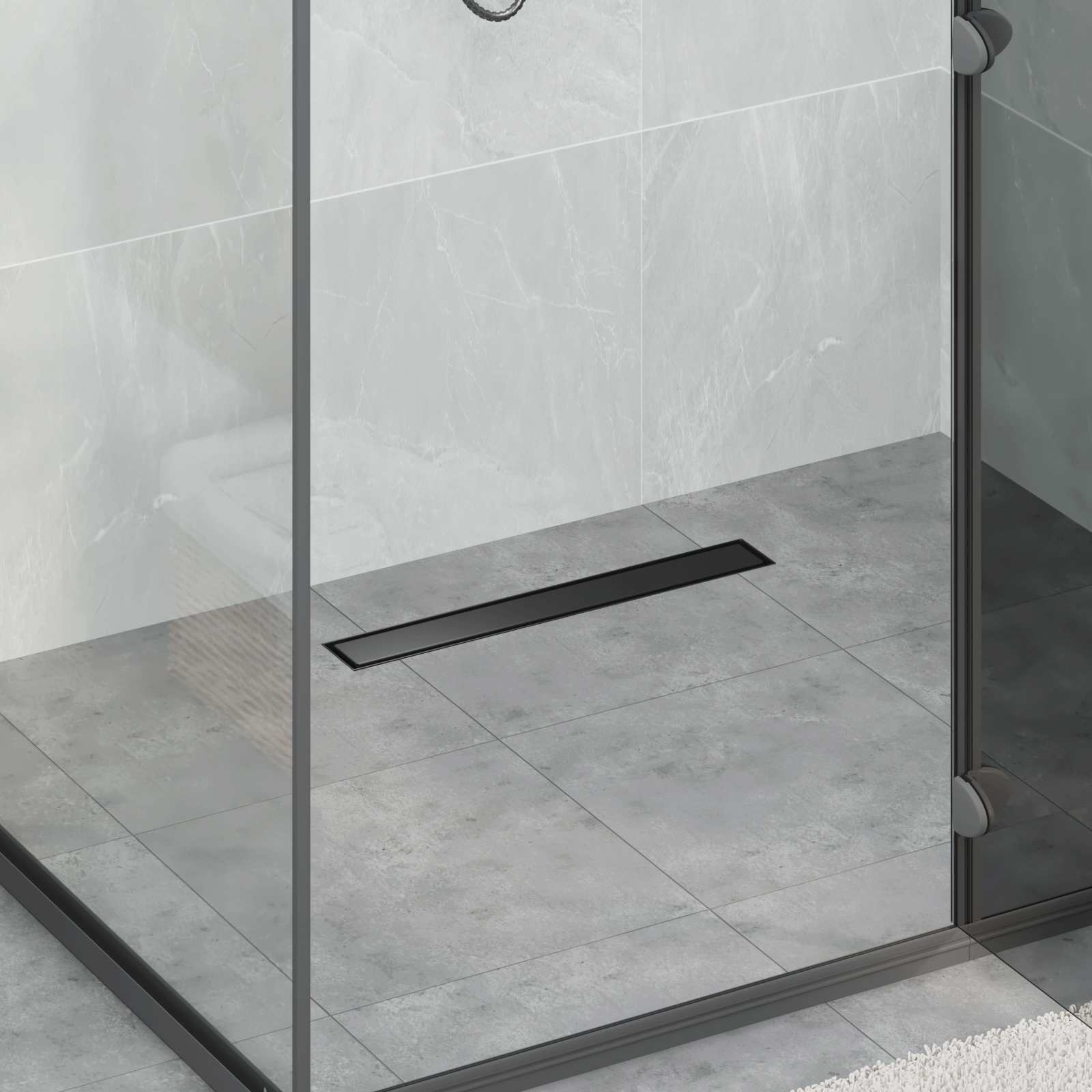vidaXL Shower Drain 2-in-1 with 360° Siphon Black 50 cm 1