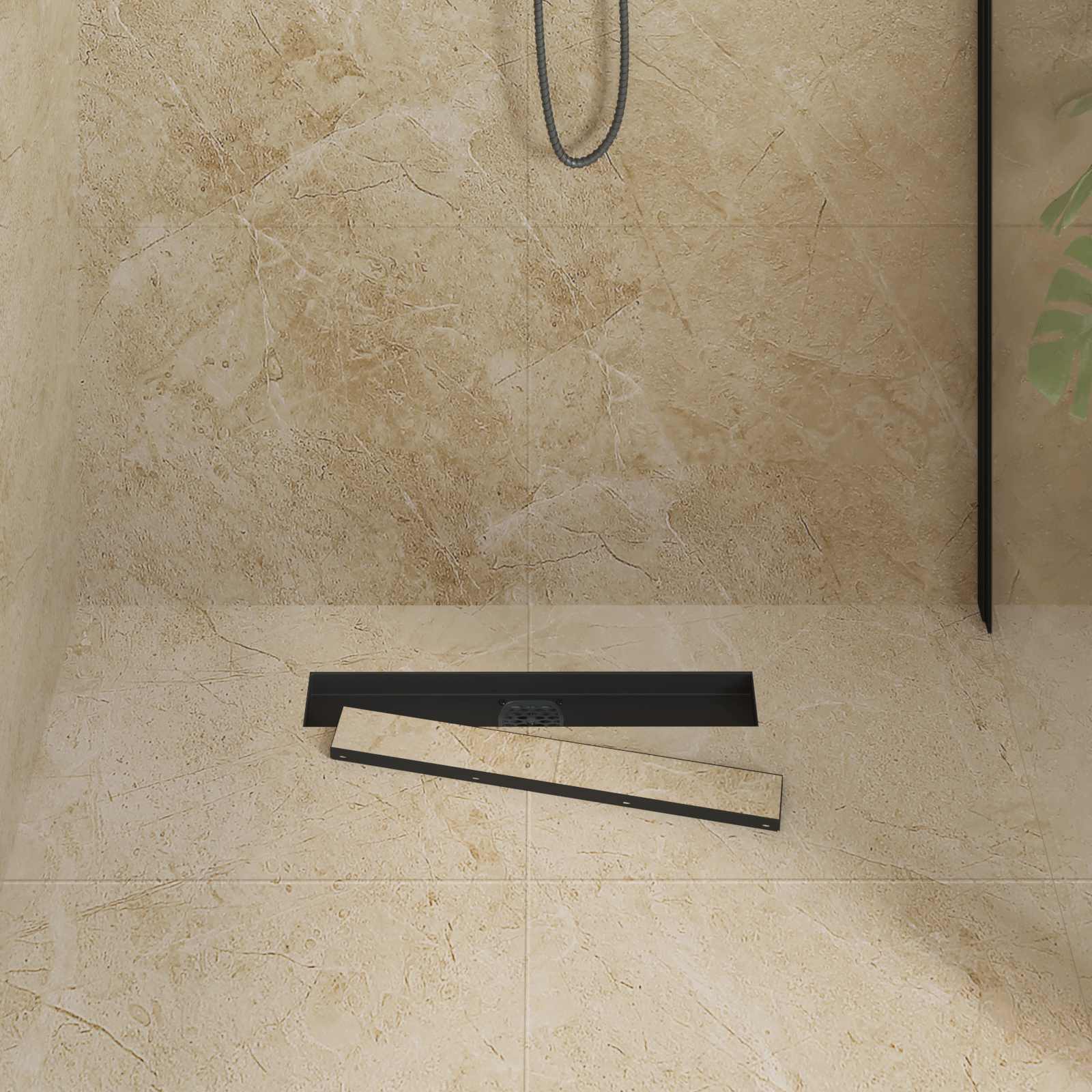 vidaXL Shower Drain 2-in-1 with 360° Siphon Black 50 cm 3