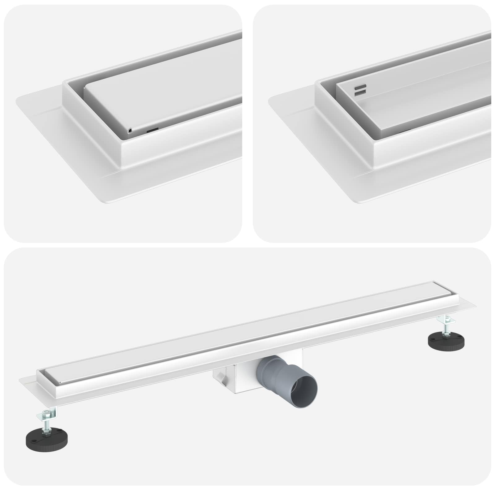 vidaXL 2 in 1 Shower Drain Silver 70 cm Stainless Steel 304 2