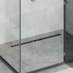 vidaXL Shower Drain with Glass Cover Black 90 cm Stainless Steel 304 1