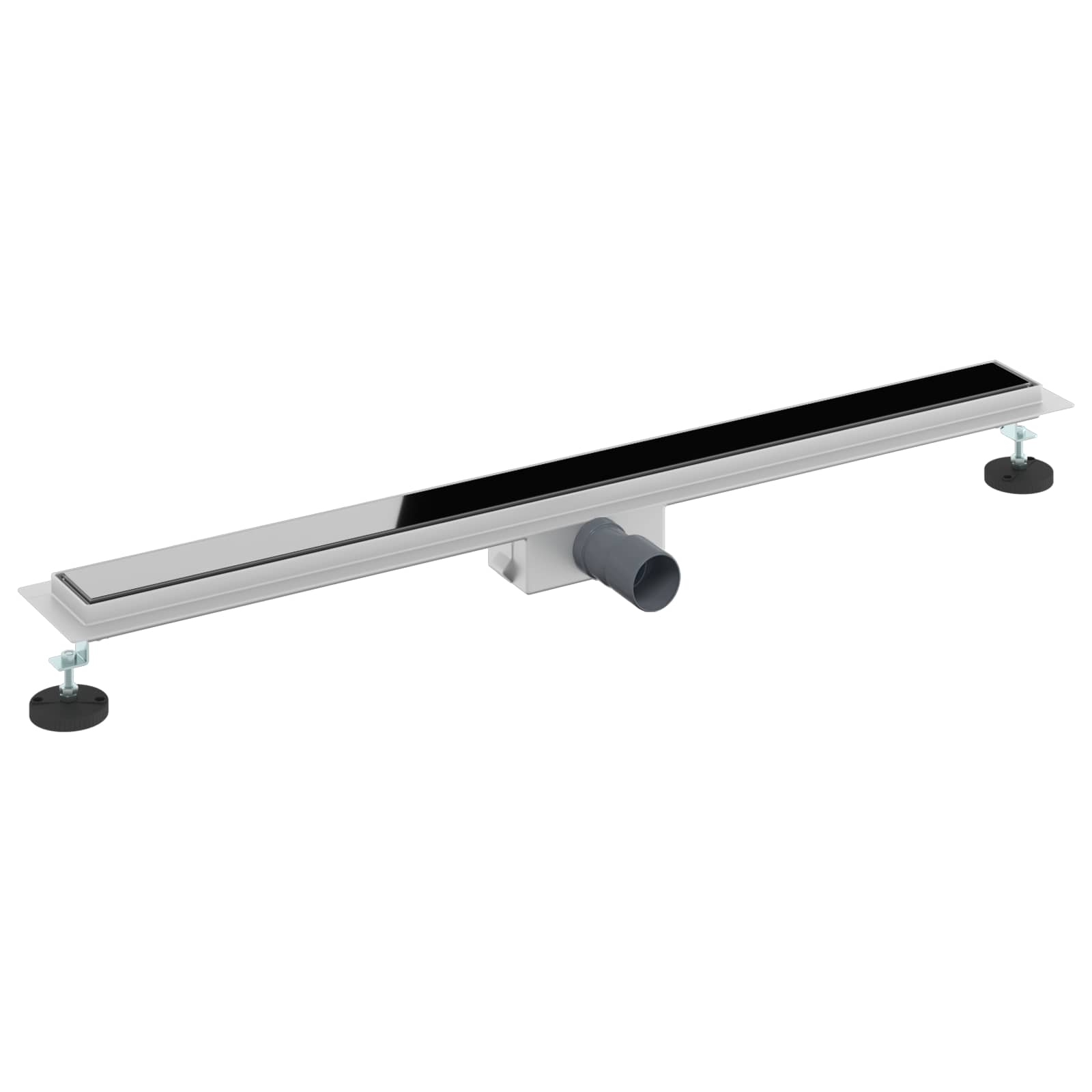 vidaXL Shower Drain with Glass Cover Black 90 cm Stainless Steel 304 2
