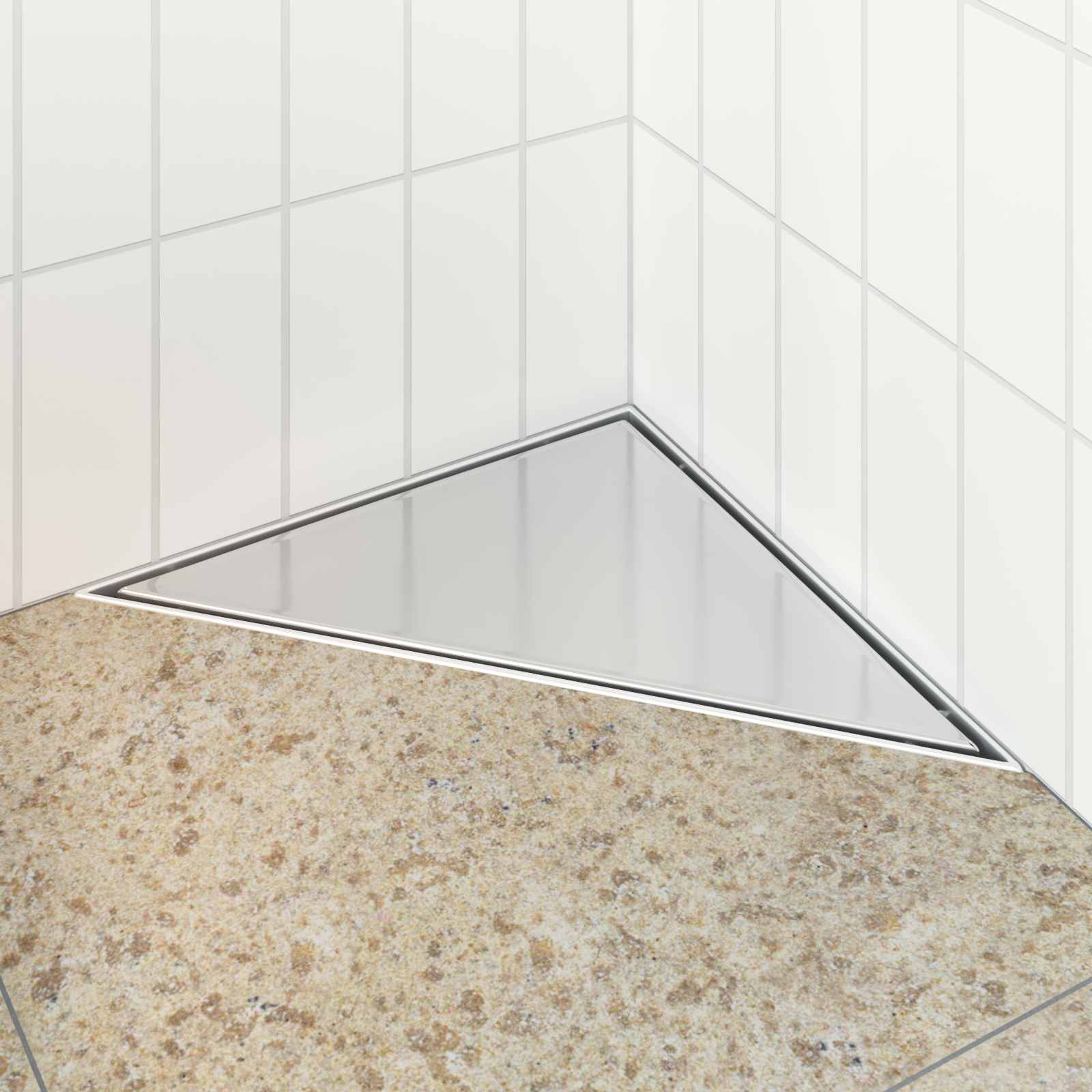 vidaXL 2 in 1 Triangle Shower Drain Silver 32 x 32 x 7.5 cm 1
