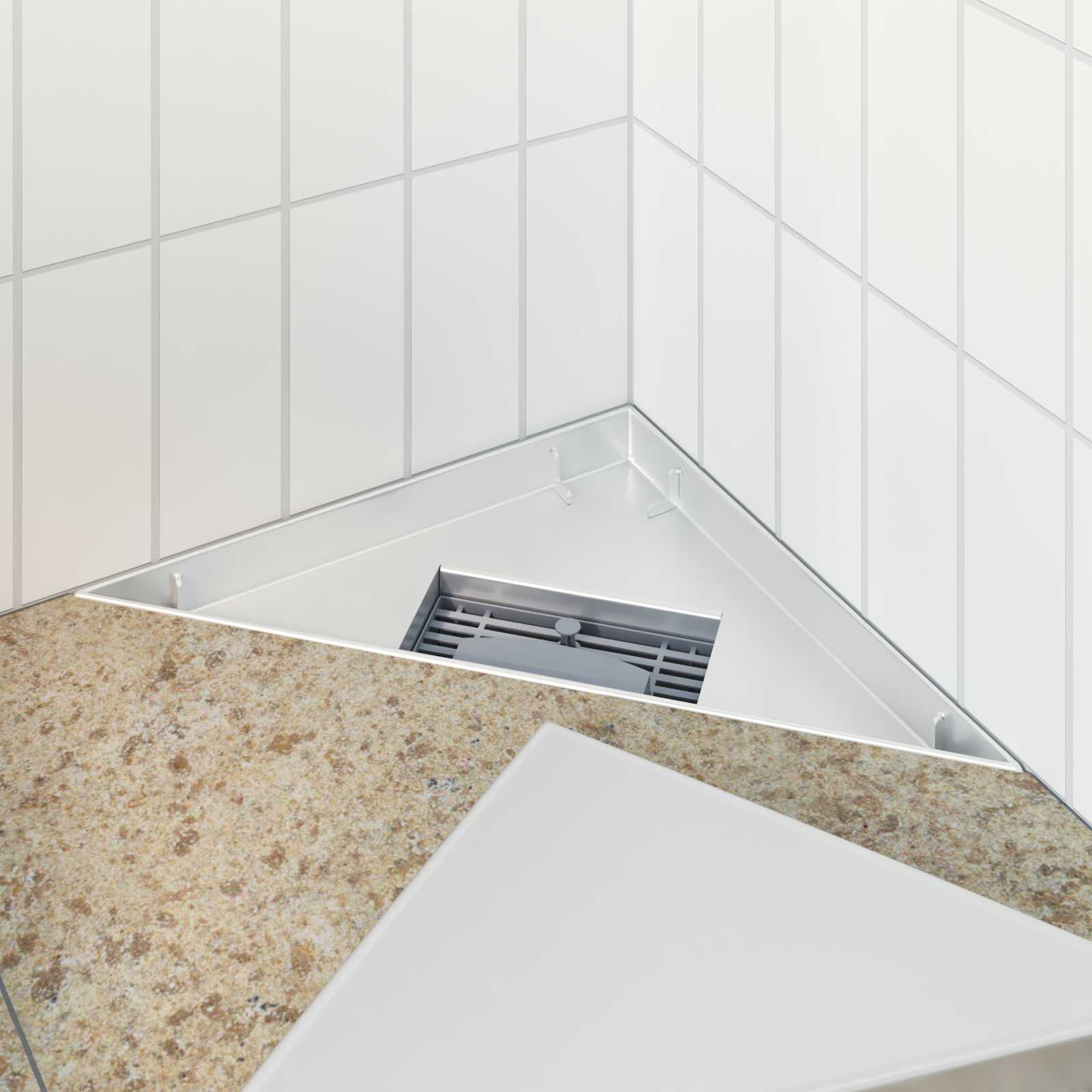 vidaXL 2 in 1 Triangle Shower Drain Silver 32 x 32 x 7.5 cm 3