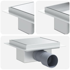 vidaXL 2 in 1 Shower Drain Silver 15 x 15 cm Stainless Steel 304 2