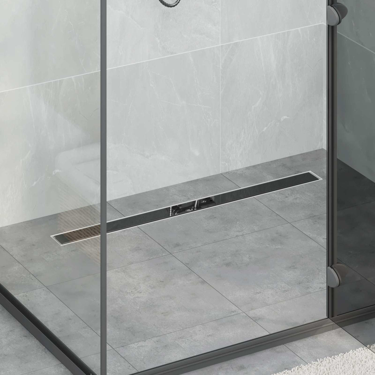 vidaXL Shower Drain Glass Cover with 360° Siphon Black