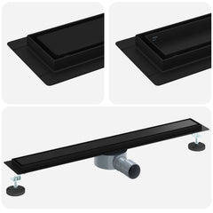 vidaXL Shower Drain 2-in-1 with 360° Siphon Black 70 cm 2