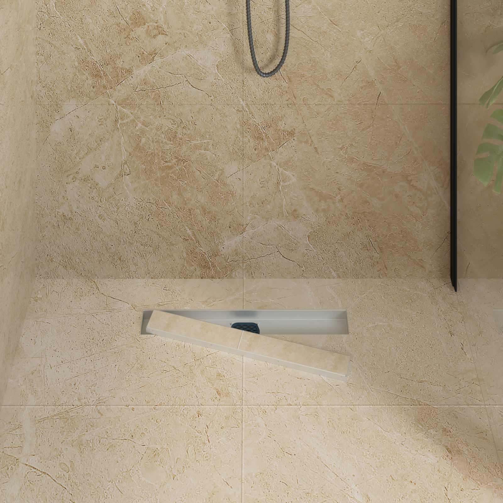 vidaXL Shower Drain 2-in-1 with 360° Siphon Silver 54 x 11 x 9.5 cm 3