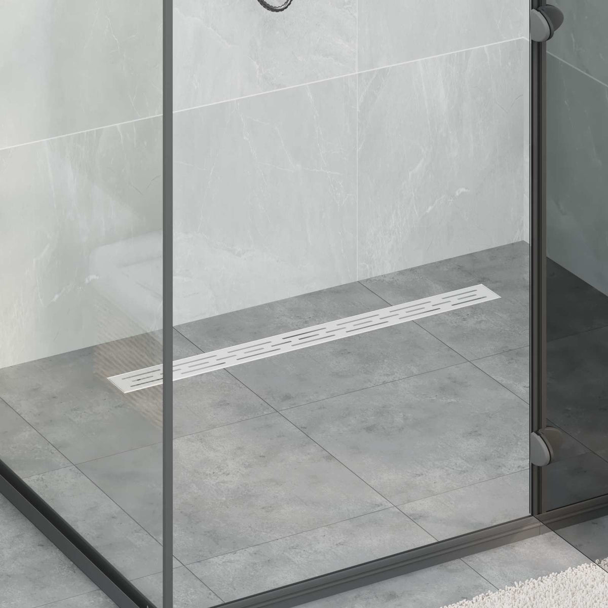 vidaXL Shower Drain Glass Cover with 360° Siphon Black