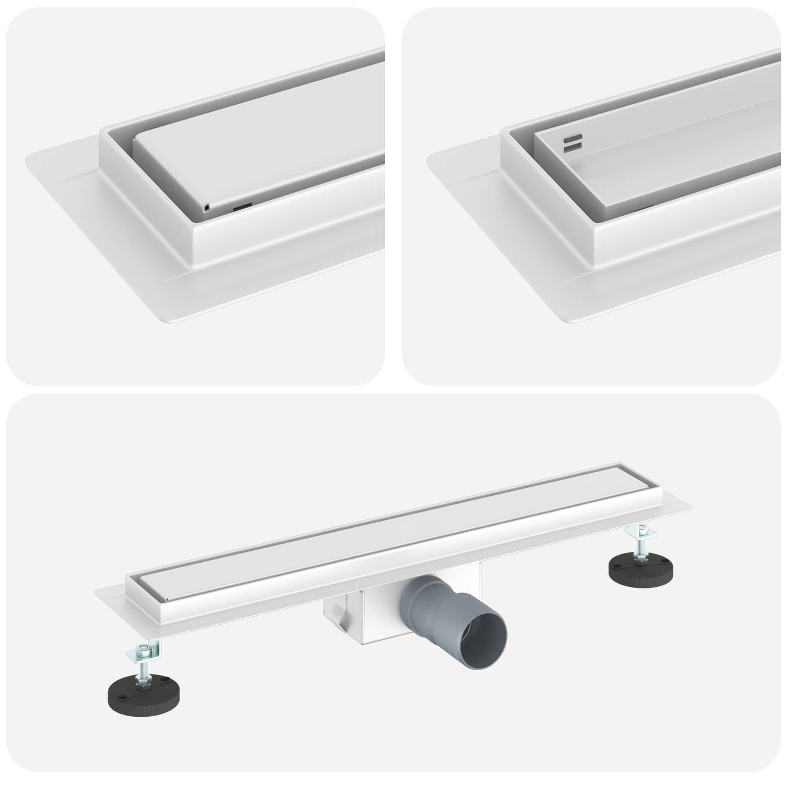vidaXL 2 in 1 Shower Drain Silver 50 cm Stainless Steel 304 2