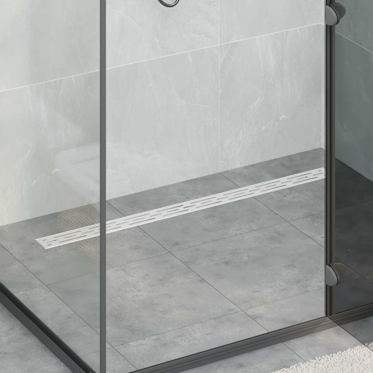 vidaXL Shower Drain Glass Cover with 360° Siphon Black