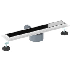 vidaXL Shower Drain Glass Cover with 360° Siphon Black 50 cm 6