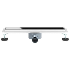 vidaXL Shower Drain Glass Cover with 360° Siphon Black 50 cm 4