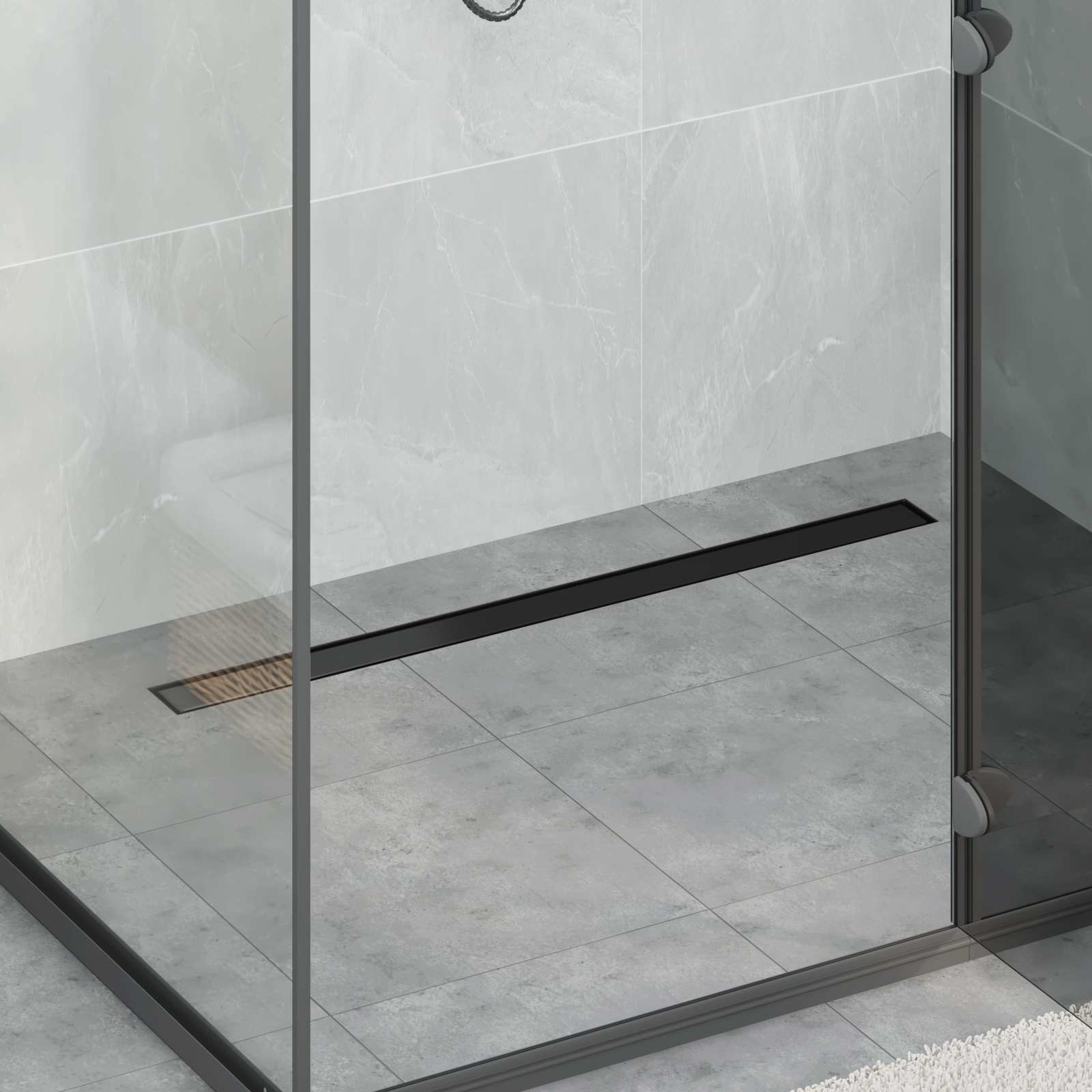 vidaXL 2 in 1 Shower Drain Black 90 cm Stainless Steel 304 1