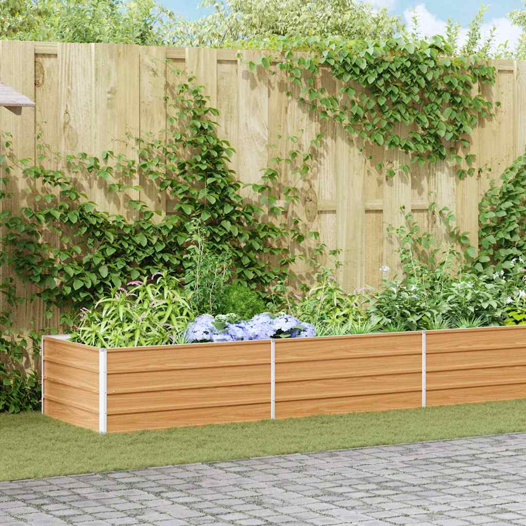 vidaXL Garden Raised Bed Light Brown Galvanised Steel