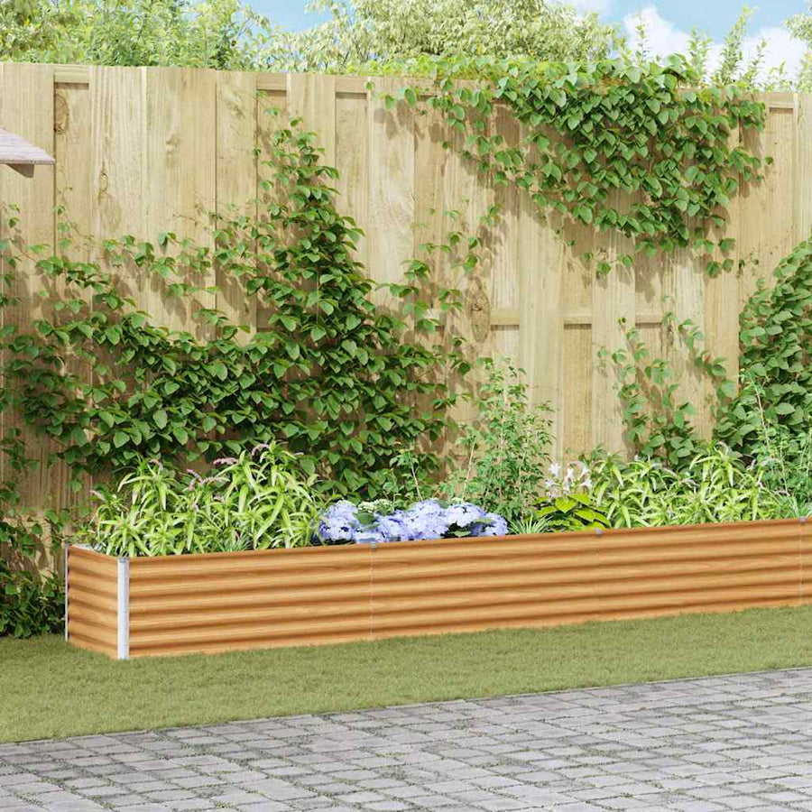 vidaXL Garden Raised Bed Light Brown 485 x 50 x 36 cm Galvanised Steel 1