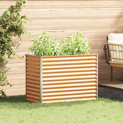 vidaXL Garden Raised Bed Light Brown 98 x 50 x 68 cm Galvanised Steel 1